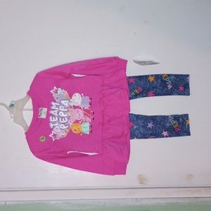 Little girls two-piece long sleeve pant set